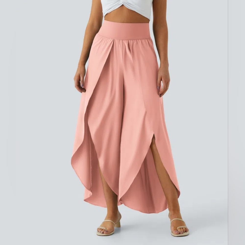 HALARA Breezeful High Waisted Palazzo Flowy Wide Leg Pants In Blossom Pink M